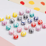 Smudged Painted Ceramic Round Beads for DIY Bracelets