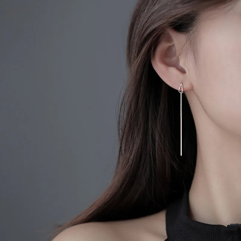 Sparkling Tassel Earrings for Women Long Silver Earrings 925