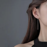 Sparkling Tassel Earrings for Women Long Silver Earrings 925