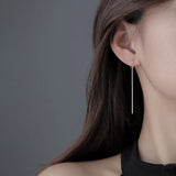 Sparkling Tassel Earrings for Women Long Silver Earrings 925