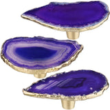 Stained Agate Slices Drawer Cabinet Pulls Knobs Door Brass Handle