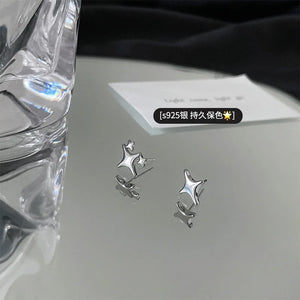 Irregular Star 925 Silver Sterling Earrings Star Stud Earrings For Women