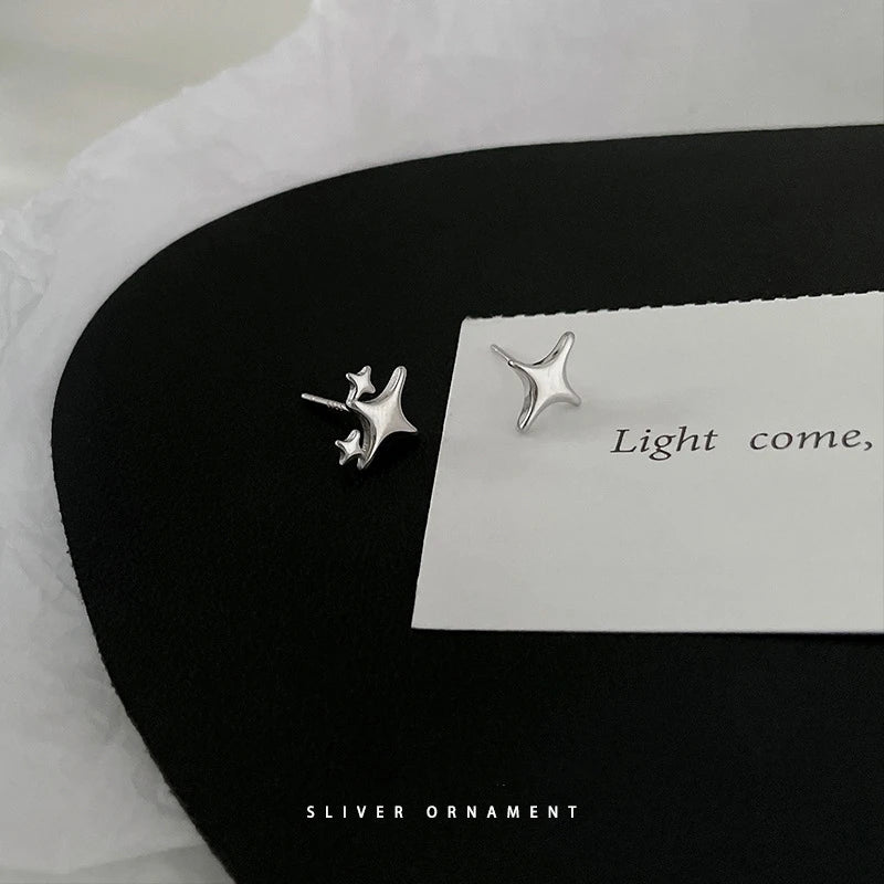 Irregular Star 925 Silver Sterling Earrings Star Stud Earrings For Women
