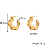 Irregular Surface Polished Flower Star Plated Steel Stud Earrings