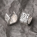 Square Texture Ear Buckle 925 Silver Earrings