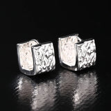 Square Texture Ear Buckle 925 Silver Earrings