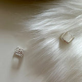 Square Texture Ear Buckle 925 Silver Earrings