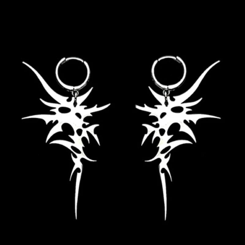 Irregular Thorns Hip Hop Flame Earrings for Women Stainless Steel Kpop Grunge