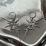 Irregular Thorns Hip Hop Flame Earrings for Women Stainless Steel Kpop Grunge