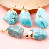 Irregular Turquoise Necklace Plated Vintage Ethnic Stone Pendant Jewelry
