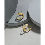 Zircon Snake Texture S925 Silver Studs Earrings Retro Piercing Cartilage Ear