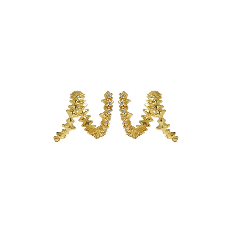 Zircon Snake Texture S925 Silver Studs Earrings Retro Piercing Cartilage Ear