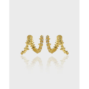 Zircon Snake Texture S925 Silver Studs Earrings Retro Piercing Cartilage Ear