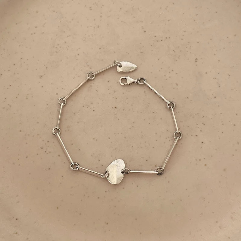 Irregular Disc S925 Sterling Silver Bracelet Female Temperament Wearing Joker