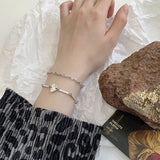 Irregular Disc S925 Sterling Silver Bracelet Female Temperament Wearing Joker