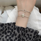 Irregular Disc S925 Sterling Silver Bracelet Female Temperament Wearing Joker