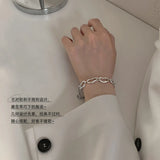 Irregular Geometric Chain S925 Sterling Silver Bracelet Girls Splicing