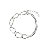 Irregular Geometric Chain S925 Sterling Silver Bracelet Girls Splicing