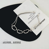 Irregular Geometric Chain S925 Sterling Silver Bracelet Girls Splicing