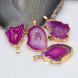 Multicolor Stone Quartz Crystal Pendant Necklace
