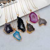 Multicolor Stone Quartz Crystal Pendant Necklace