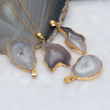 Multicolor Stone Quartz Crystal Pendant Necklace