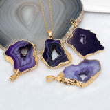 Multicolor Stone Quartz Crystal Pendant Necklace