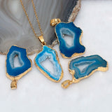 Multicolor Stone Quartz Crystal Pendant Necklace