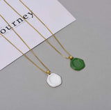 Green Round Pendant Necklace Unisex Clavicle Chain