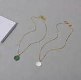 Green Round Pendant Necklace Unisex Clavicle Chain