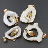 Geodess Agates Stone Pendant with Natural Citrine Inlay
