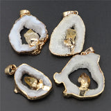 Geodess Agates Stone Pendant with Natural Citrine Inlay