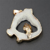 Geodess Agates Stone Pendant with Natural Citrine Inlay