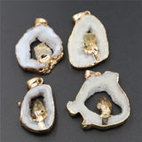 Geodess Agates Stone Pendant with Natural Citrine Inlay
