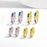 Rainbow Sapphire Hip Hop Earrings 925 Silver Fine Jewelry