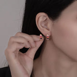 Rabbit 18K Plated Rainbow Sapphire Hip Hop Hoop Earrings 925 Sterling Silver