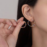 Rainbow Sapphire Stud Earrings 925 Sterling Silver Bohemia Jewelry