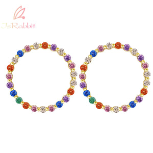Rainbow Sapphire Stud Earrings 925 Sterling Silver Bohemia Jewelry