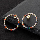Rainbow Sapphire Stud Earrings 925 Sterling Silver Bohemia Jewelry