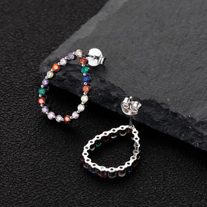 Rabbit 18K Plated Moissanite Rainbow Sapphire Stud Earrings