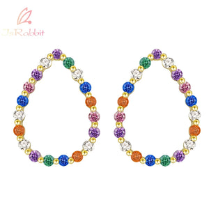 Rabbit 18K Plated Moissanite Rainbow Sapphire Stud Earrings