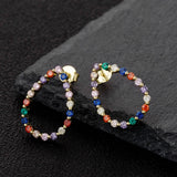 Rabbit 18K Plated Moissanite Rainbow Sapphire Stud Earrings