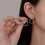 Rabbit 18K Plated Moissanite Rainbow Sapphire Stud Earrings