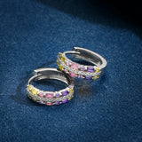 Rainbow Sapphire Sparkling Gem Hoop Earrings