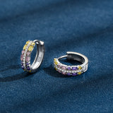 Rainbow Sapphire Sparkling Gem Hoop Earrings