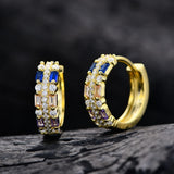 Rainbow Sapphire Sparkling Gem Hoop Earrings