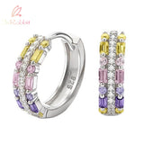 Rainbow Sapphire Sparkling Gem Hoop Earrings