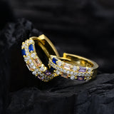 Rainbow Sapphire Sparkling Gem Hoop Earrings