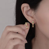 Rabbit Sparkling Rainbow Sapphire Hoop Earrings 925 Silver Drop