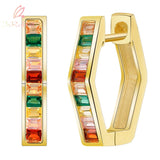 Rabbit Sparkling Rainbow Sapphire Hoop Earrings 925 Silver Drop